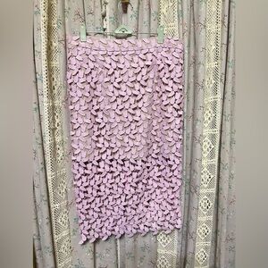 Bardot Blush Floral Appliqué Lace Pencil Skirt US 10 EUC